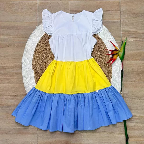 Vestido Amarillo-Azul