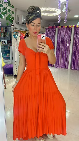 Vestido Naranja Moño