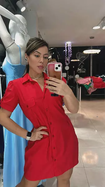 Vestido Rojo Botones