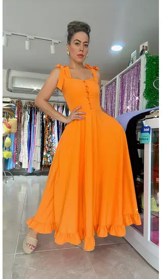 Vestido Naranja – Brillo Y Elegancia Atemporal