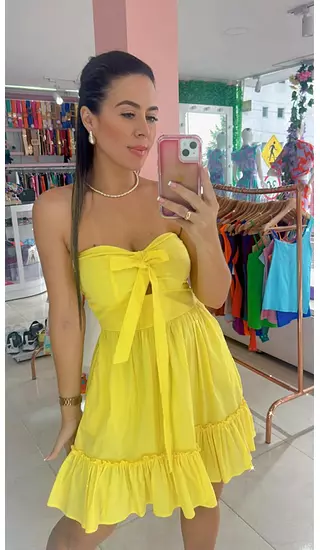 Vestido Strapless Amarillo