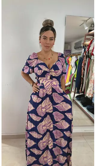 Vestido Largo Azul‑Violeta – Estilo Sofisticado Y Vibrante