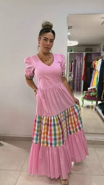 Vestido Rosa Cuadros