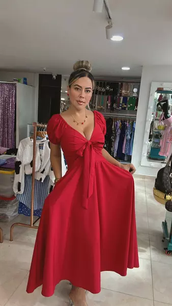 Vestido Rojo Moño