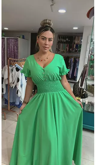 Vestido Largo Verde – Elegancia Fluida Y Estilo