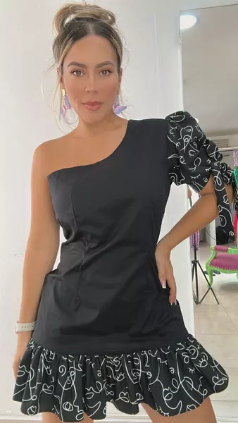 Vestido Negro Manga