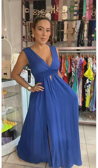 Vestido Largo Azul – Elegancia Intensa & Estilo Atemporal
