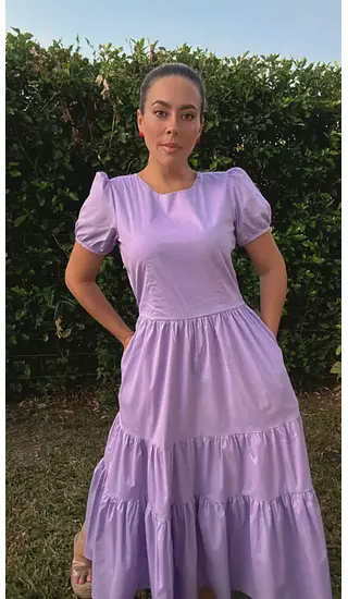 Vestido Largo Lila – Elegancia Fluida