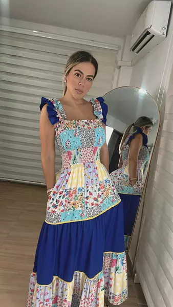 Vestido Flores Azul