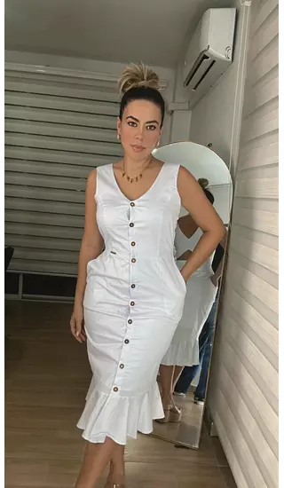Vestido Blanco Largo Medio – Frescura Y Elegancia
