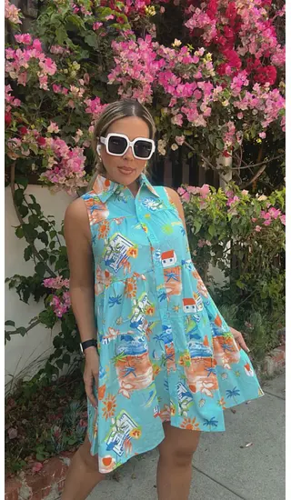 Vestido Azul Estampado – Estilo Fresco Y Elegante