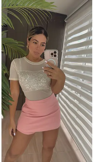 Blusa Tipo Camisa De Lentejuelas Chic