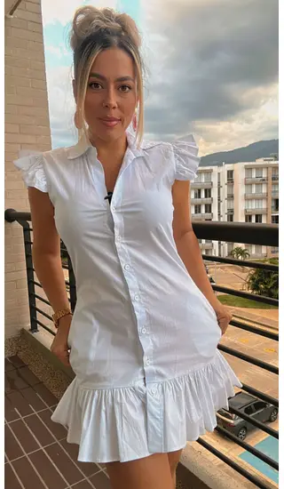 Vestido Camisero Blanco Casual Chic