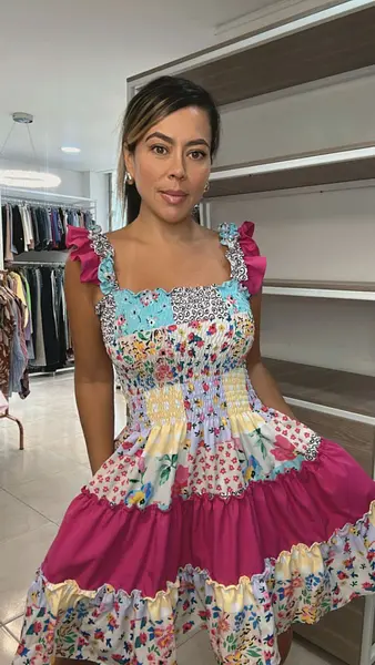 Vestido De Tiras Corto Con Estampado