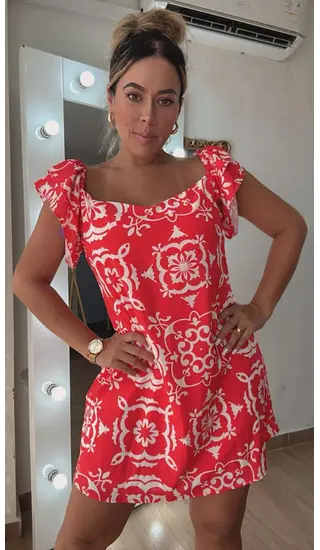 Vestido Escote En V Estampado