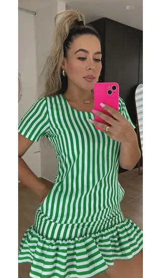 Vestido Rayas Verde – Estilo Fresco Y Elegante