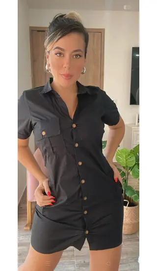 Vestido Cargo Negro Moderno