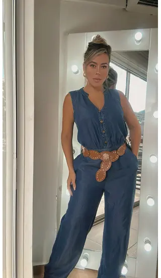 Enterizo Largo En Jean Con Cinturón