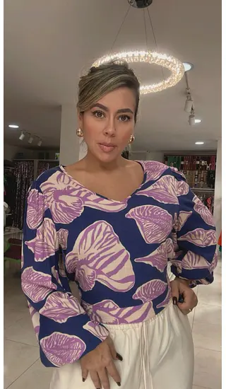 Blusa Bicolor Morado Y Azul – Color Y Estilo