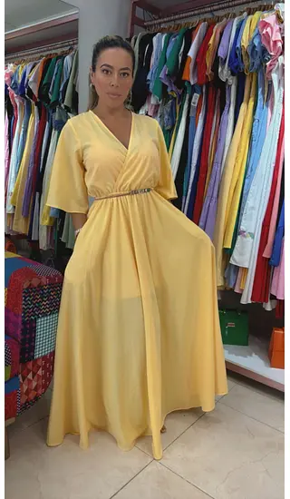 Vestido Largo Amarillo - Fresco Y Elegante