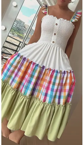 Vestido Largo Estampado Con Tiras