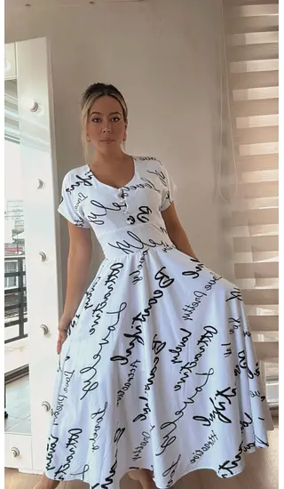 Vestido Largo Estampado Con Mangas