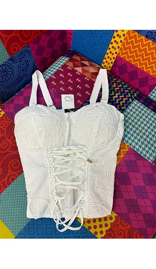 Blusa Tipo Corset Bordado Blanco Marfil