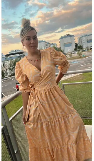 Vestido Tipo Kimono Y Mangas Puff