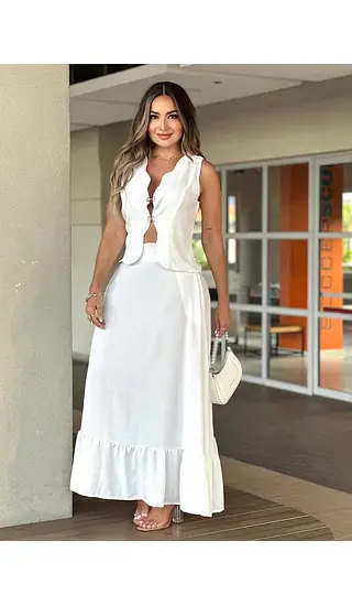 Set Blanco Femenino Elegante Para Cualquier Ocasión