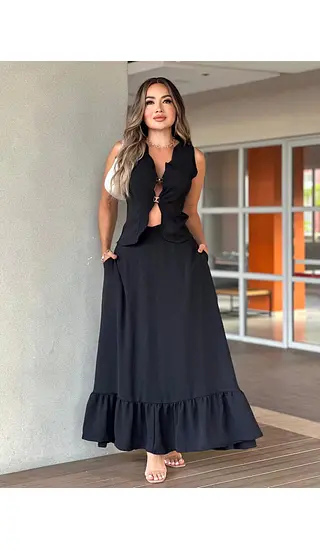 Set Negro Moderno Y Sofisticado Para Mujer