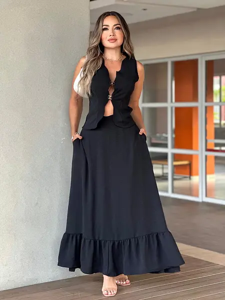 Set Negro Moderno Y Sofisticado Para Mujer