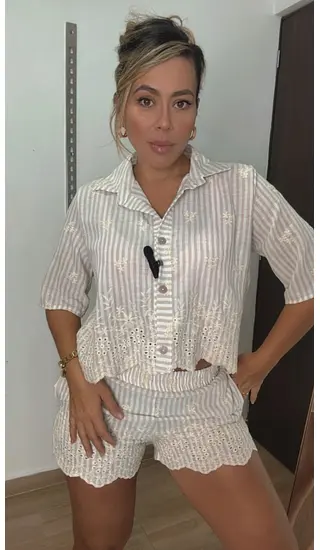 Set De Blusa Manga Larga Y Short