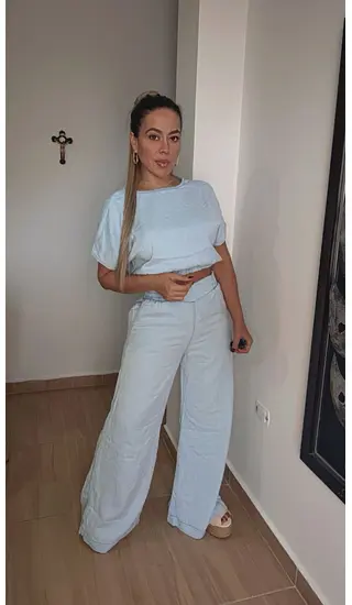 Set Lounge Chic Azul Claro