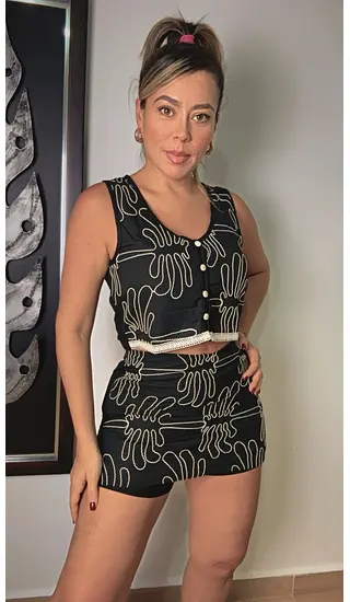 Set Negro Tropical Chic