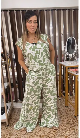 Set Tropical Chic Verde – Blusa Y Palazzo