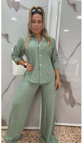 Set De Pantalón Y Blusa Verde Salvia