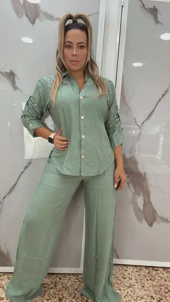 Set De Pantalón Y Blusa Verde Salvia