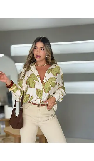 Camisera Green Flowers