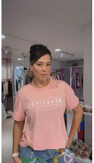 Camiseta Rosa - Letras Estampadas