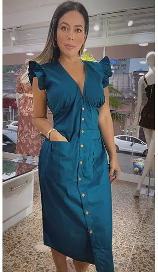 Vestido Midi Verde Esmeralda