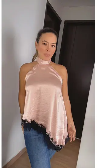 Blusa Satinada Rosa