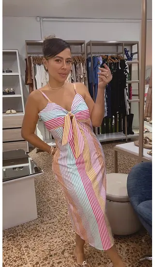 Vestido Midi Seda Arcoíris