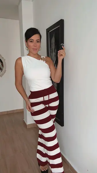 Pantalón Hilo Vino Tinto - Blanco