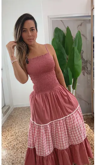 Vestido Largo Pisos - Cuadros