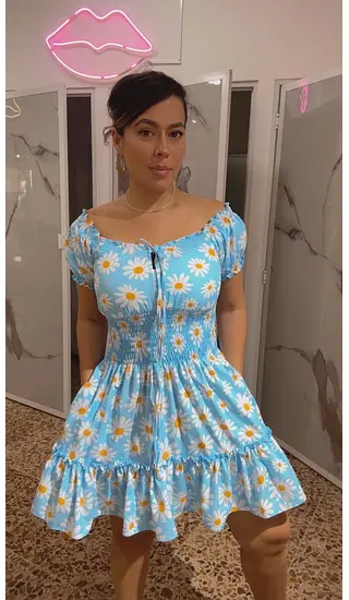 Vestido Corto - Cielo Azul