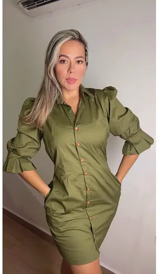 Vestido Camisero - Verde Oliva