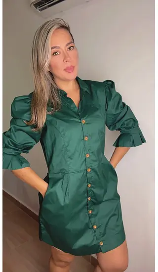 Vestido Camisero - Verde Botella