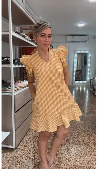 Vestido Cuadros Amarillos