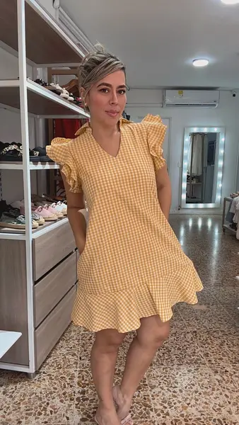 Vestido Cuadros Amarillos