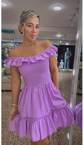 Vestido Corto - Cuello Bandeja